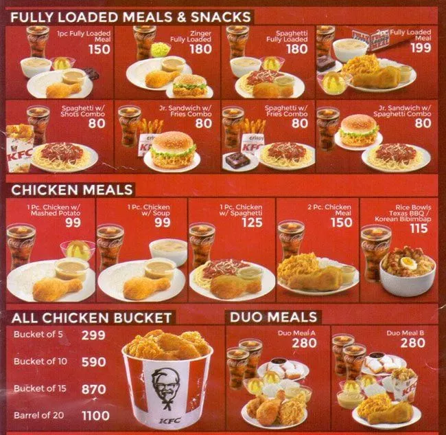 2022 kfc menu KFC Menu