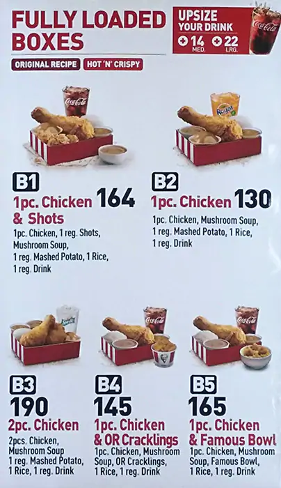 KFC Menu Philippines chicken