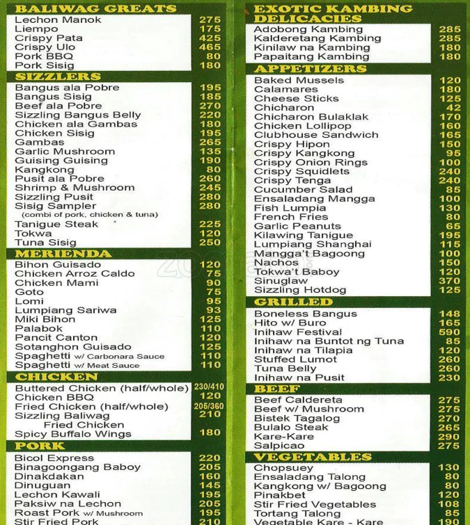 Baliwag Menu Prices 2023 Philippines 3 Baliwag Menu ph