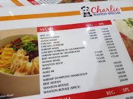 Charlie Wanton menu Philippines