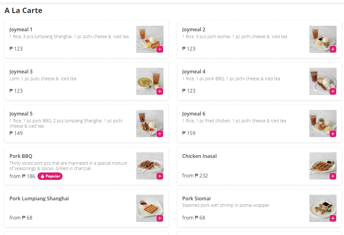 Taste of Joy Menu Philippines 2023 ( Updated in October )