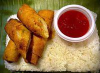 Churchills Boneless Lumpia With Rice