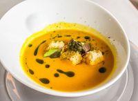 Roasted Pumpkin Soup with Candied Walnut Bits