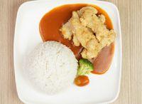 Deep-fried Fish Fillet in Tomato Sauce Rice