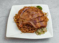 Hong Kong Style Dried Noodle with Pork Chop in Spring Onion Sauce