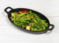 Stir-Fried Water Spinach with Yellow Beans (Pak Bung Fai Deng)