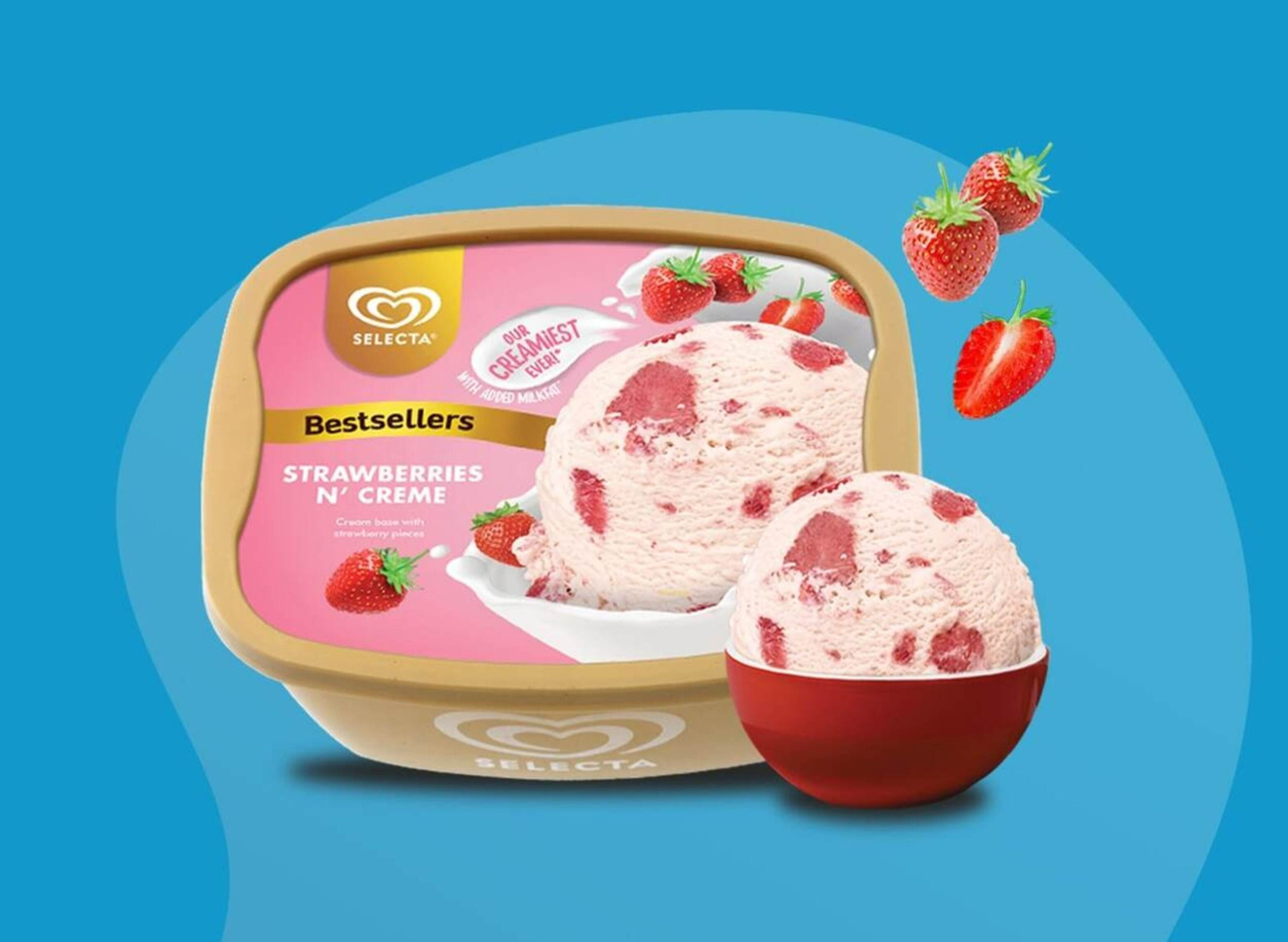 Selecta Strawberries & Cream Ice Cream 1.3L