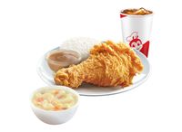 1pc Chickenjoy, Creamy Mac Soup & Drink