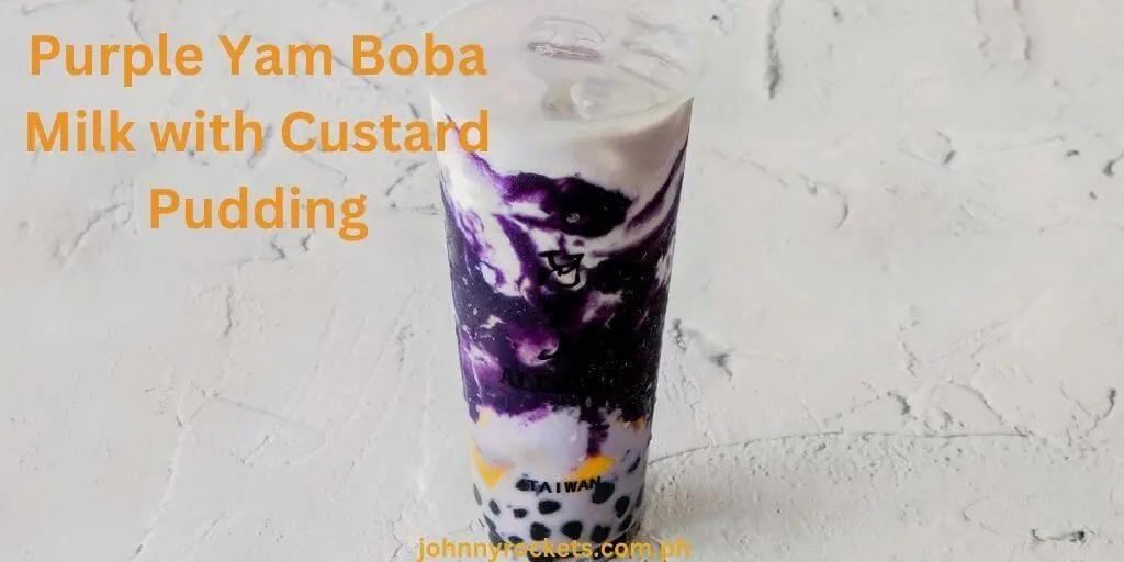 Purple Yam Boba Milk with Custard Pudding