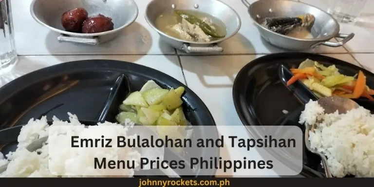 Emriz Bulalohan and Tapsihan Menu Prices Philippines January 2024