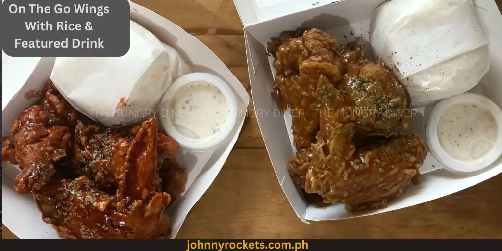 On The Go Wings With Rice & Featured Drink: